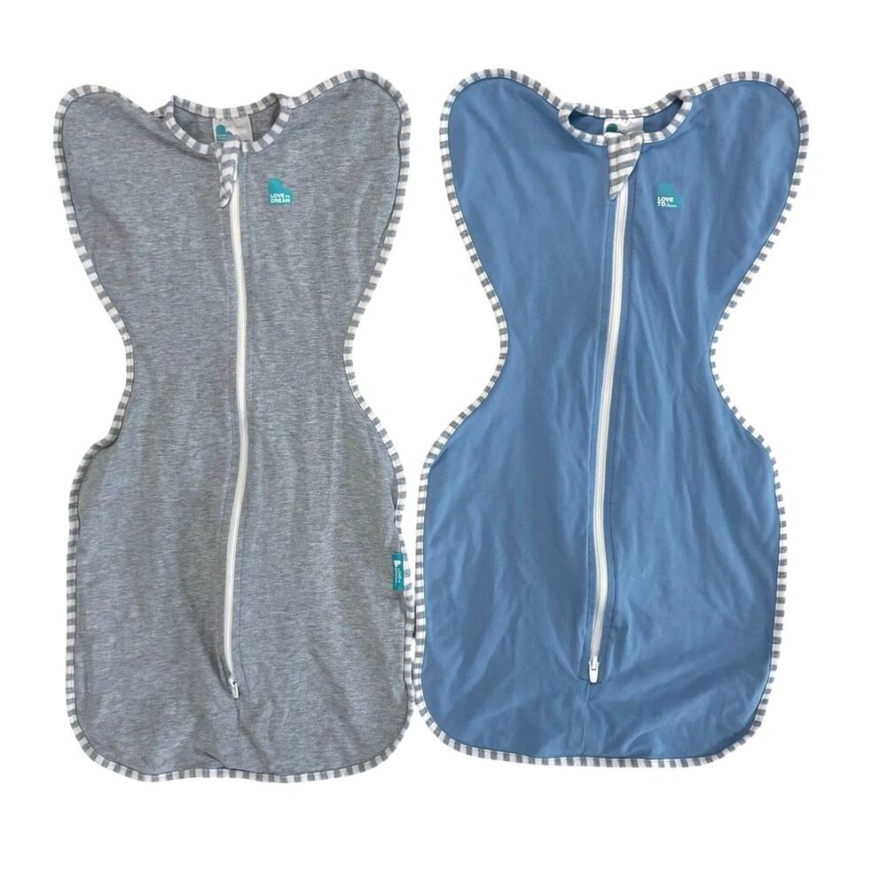Love to Dream Set of 2 Swaddle Up Original 1.0 TOG Gray and Blue Size S
